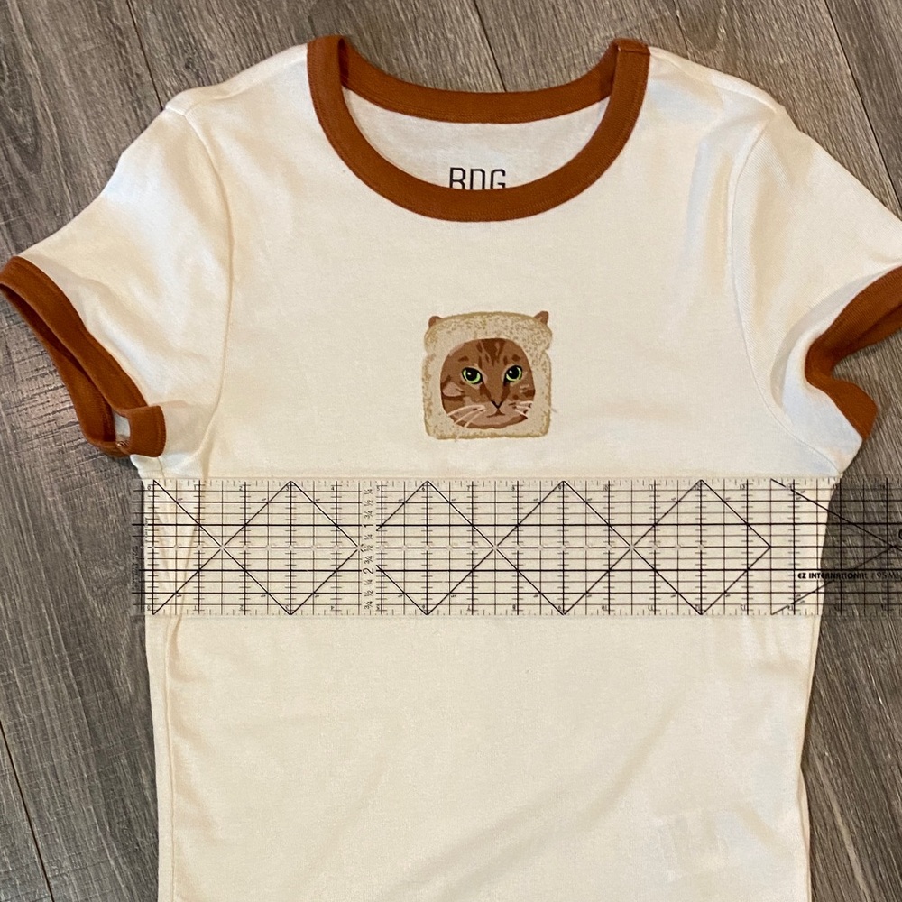 BDG Too Perfect Toast Cat Graphic Ringer Baby Tee - Picture 8 of 9